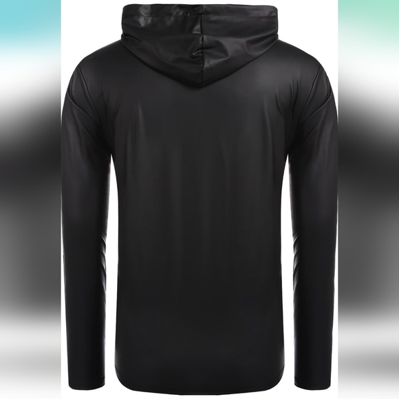 COOFANDY Men's Nightclub Style Metallic Shiny Casual Long Sleeve Pullover Hoodie - Picture 2 of 6